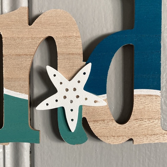 NWT Coastal Wooden UNWIND Decoration Sign w/ Shell 🐚 & Starfish - Picture 7 of 17